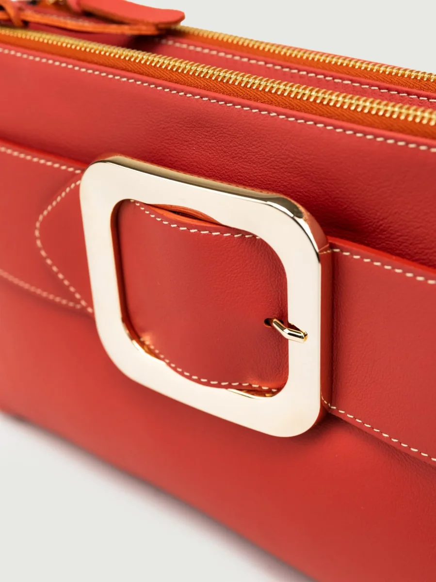 BORSA TRACOLLA IN PELLE MATTONE - immagine 4