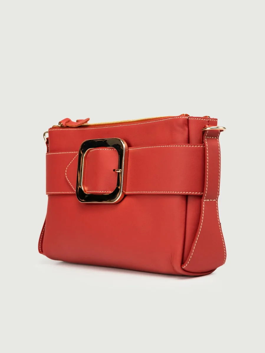 BORSA TRACOLLA IN PELLE MATTONE - immagine 3