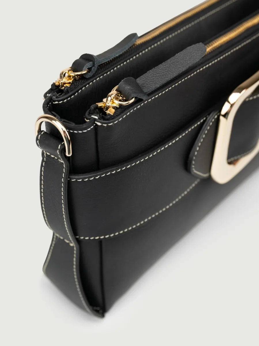 BORSA TRACOLLA IN PELLE NERA - immagine 7