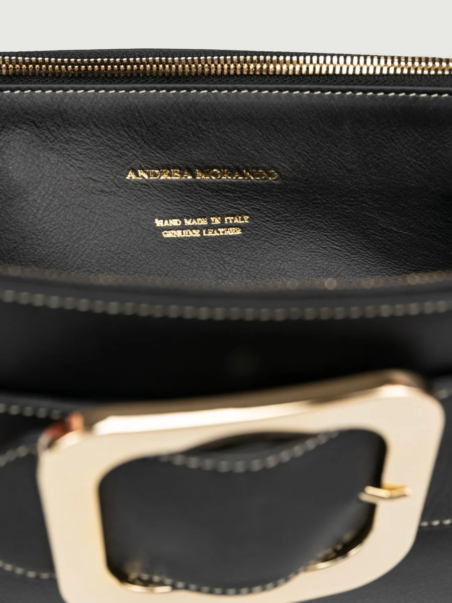 BORSA TRACOLLA IN PELLE NERA - immagine 6