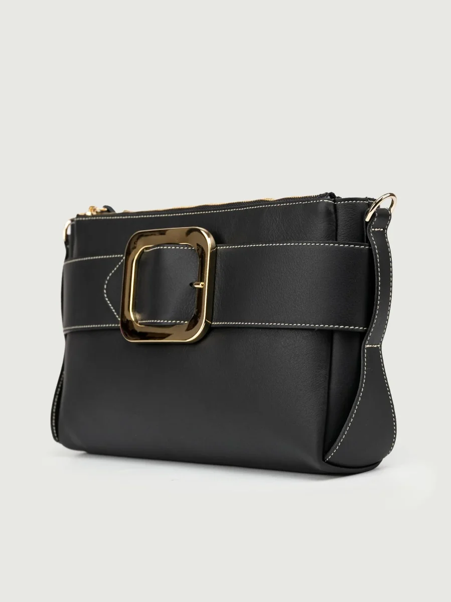 BORSA TRACOLLA IN PELLE NERA - immagine 3