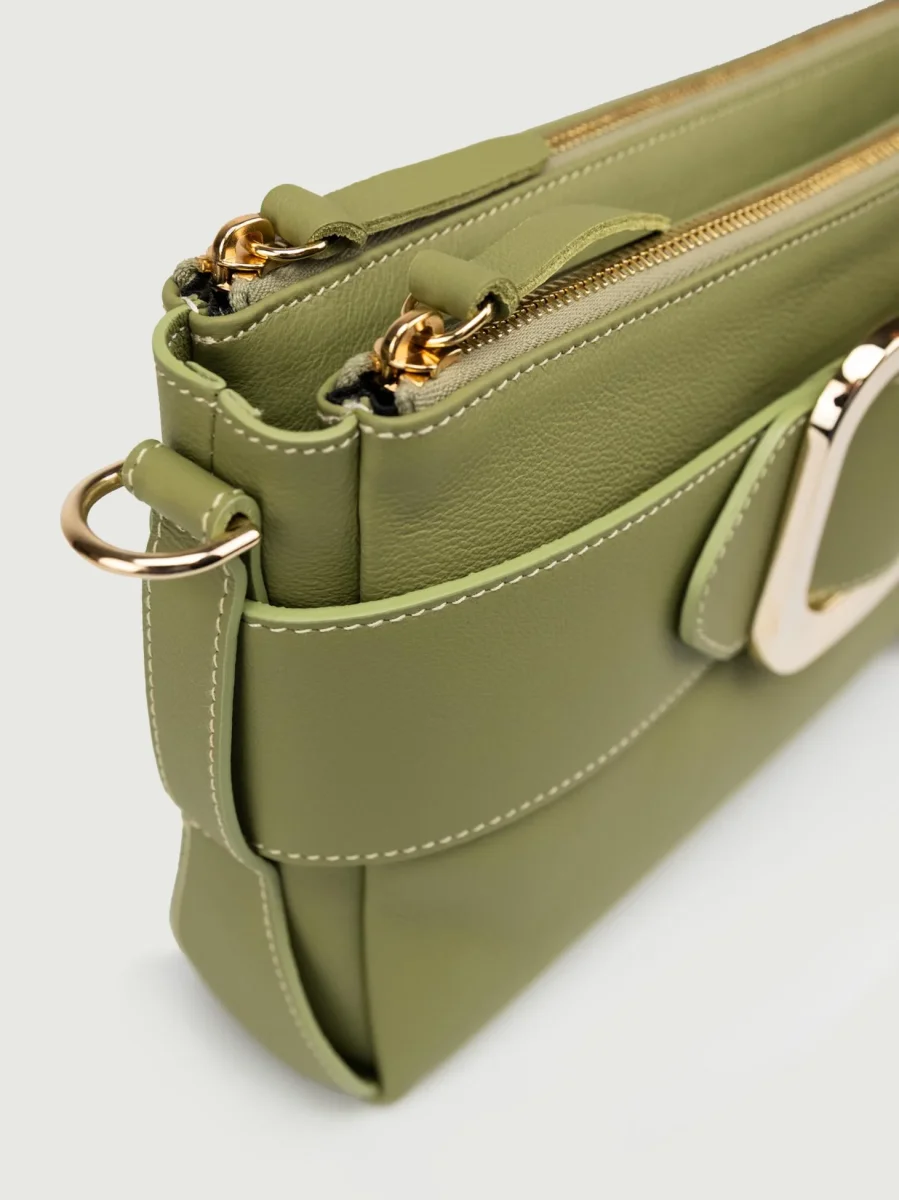 BORSA TRACOLLA IN PELLE PISTACCHIO - immagine 7