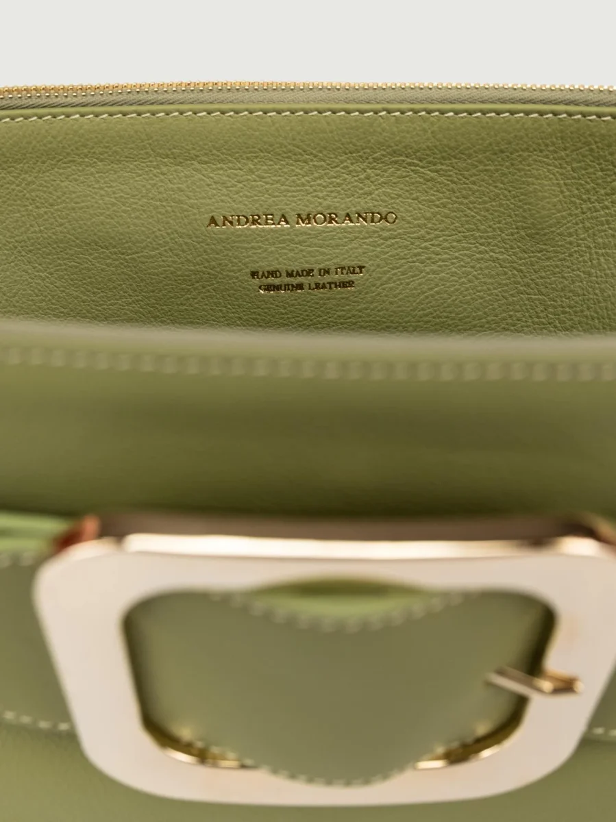 BORSA TRACOLLA IN PELLE PISTACCHIO - immagine 6