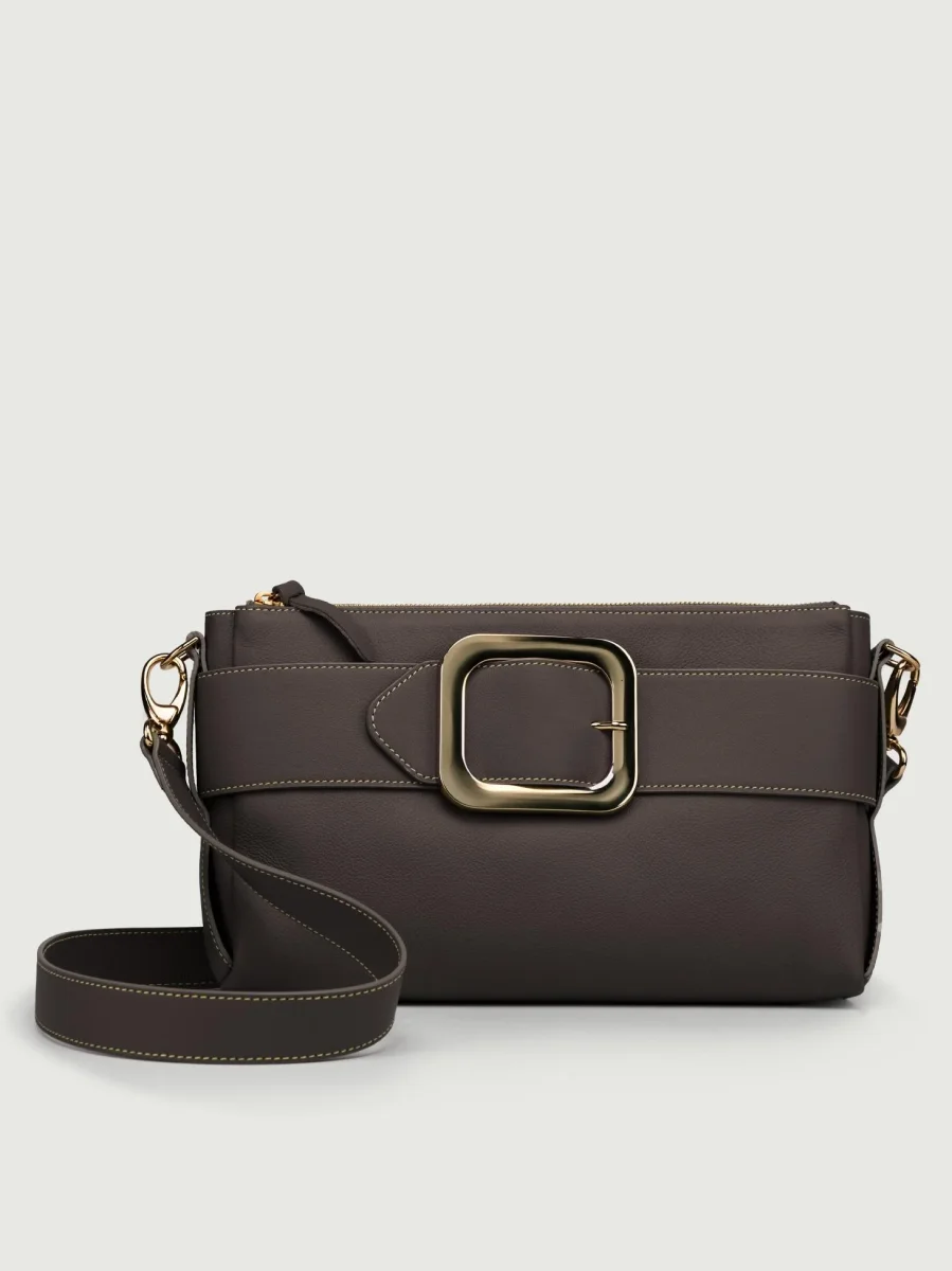 BORSA TRACOLLA IN PELLE TESTA MORO