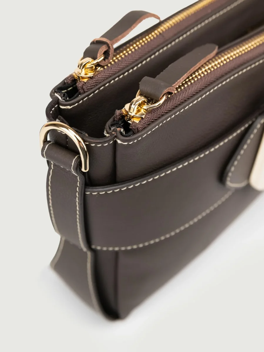 BORSA TRACOLLA IN PELLE TESTA MORO - immagine 7