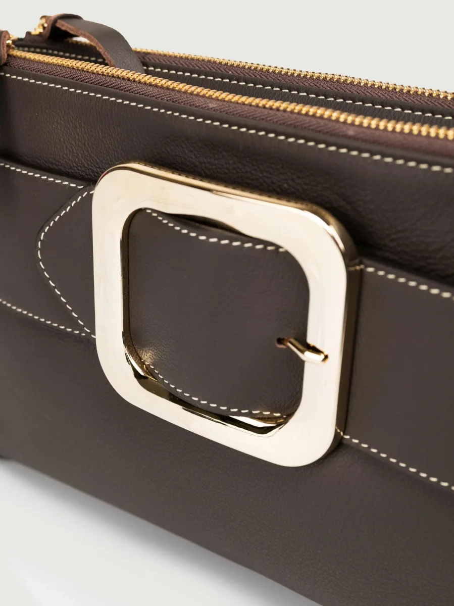 BORSA TRACOLLA IN PELLE TESTA MORO - immagine 5