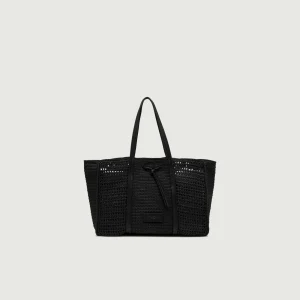 BORSA VICTORIA MAXI IN TESSUTO INTRECCIATO NERA