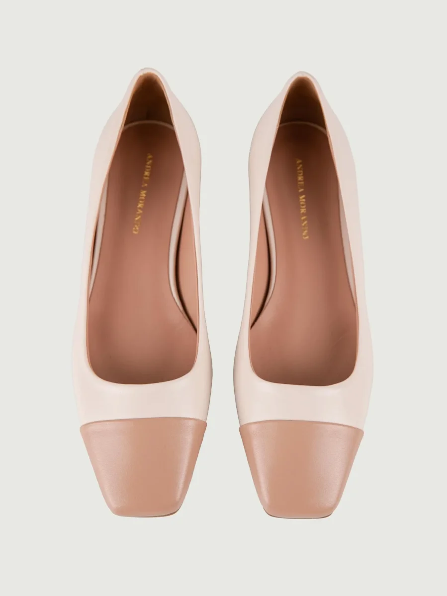 Ballerina in pelle bicolore con punta squadrata - immagine 5