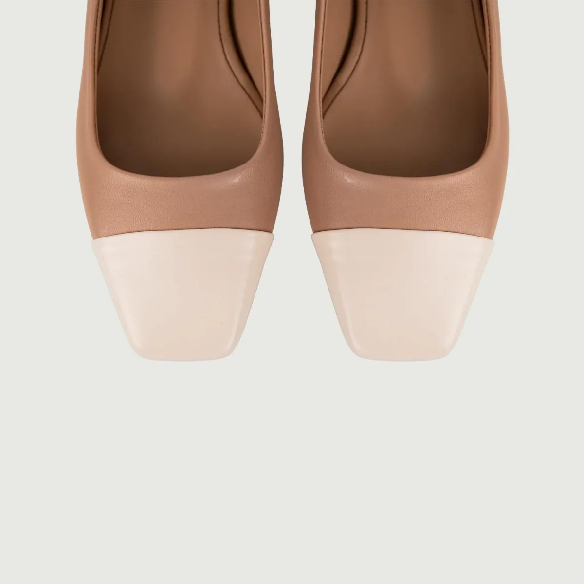 Ballerina in pelle cuoio con punta in vernice a contrasto - immagine 6