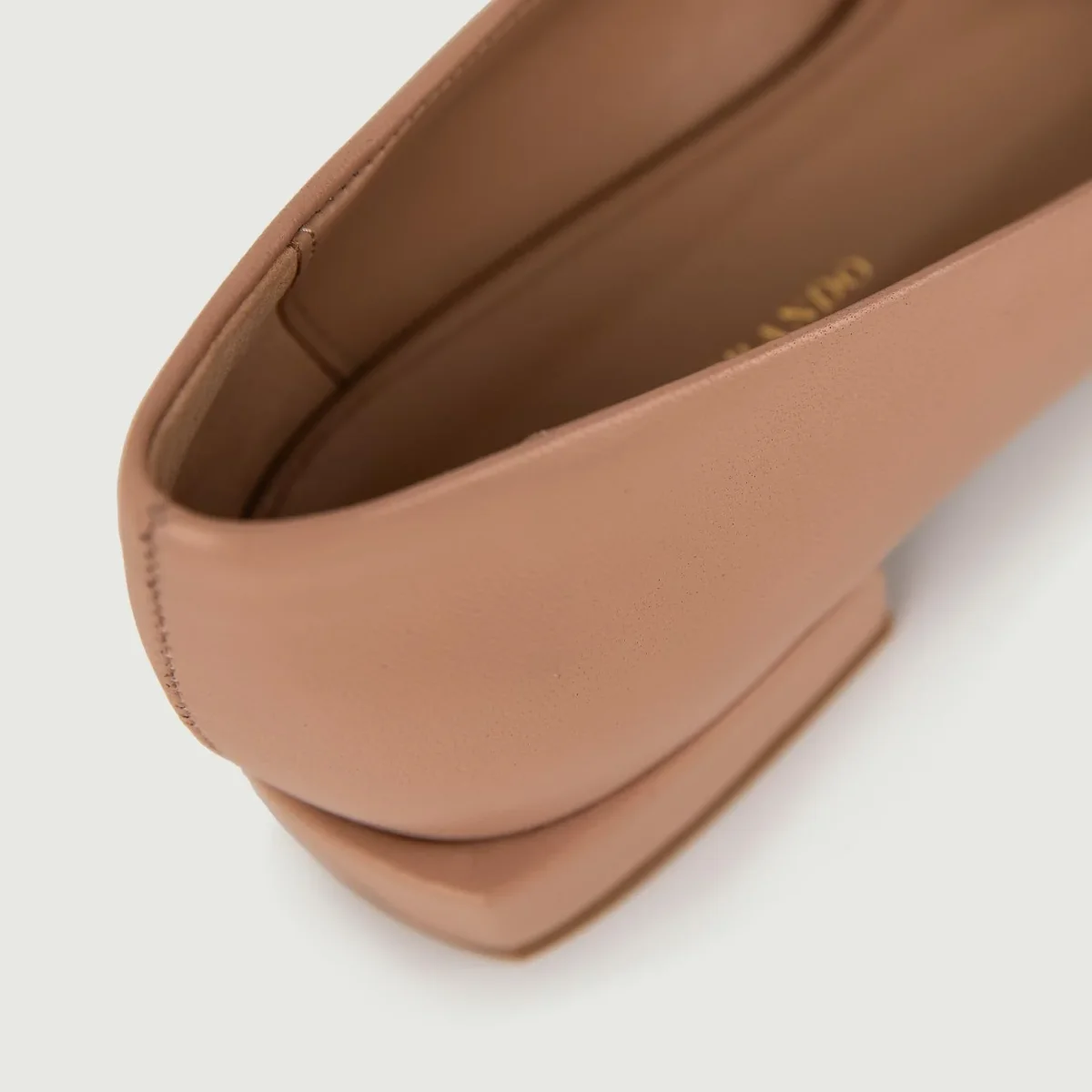 Ballerina in pelle cuoio con punta in vernice a contrasto - immagine 5