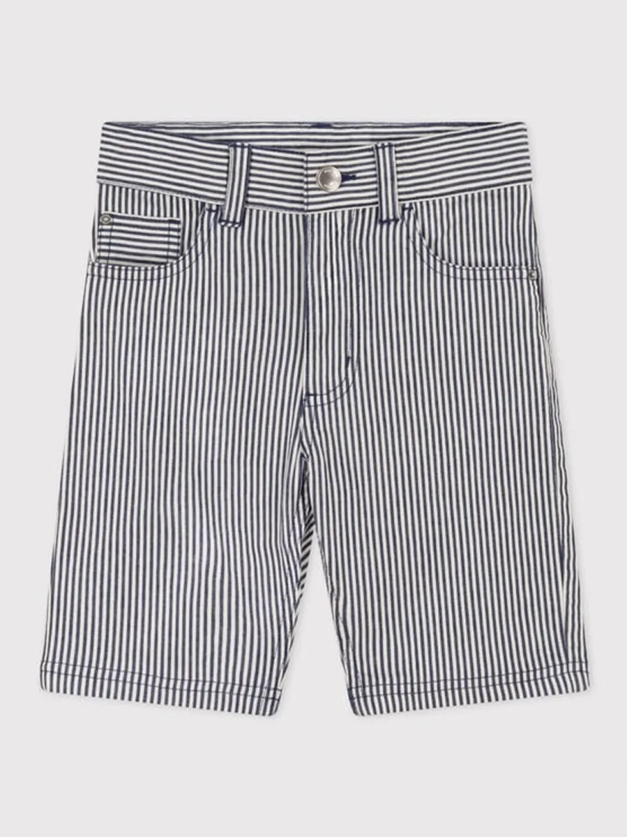 Bermuda Bambino In Tela Di Cotone A Righe