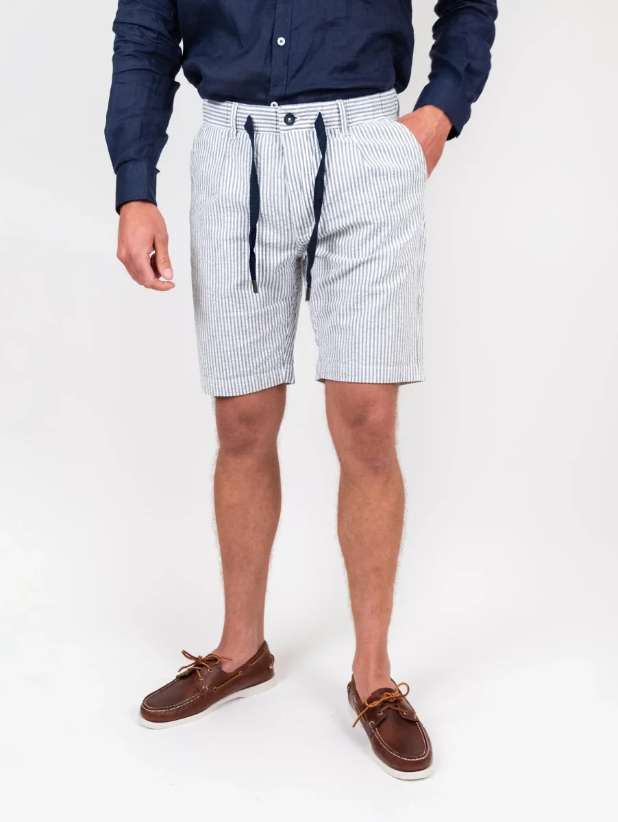 Bermuda a righe blu con coulisse - immagine 3