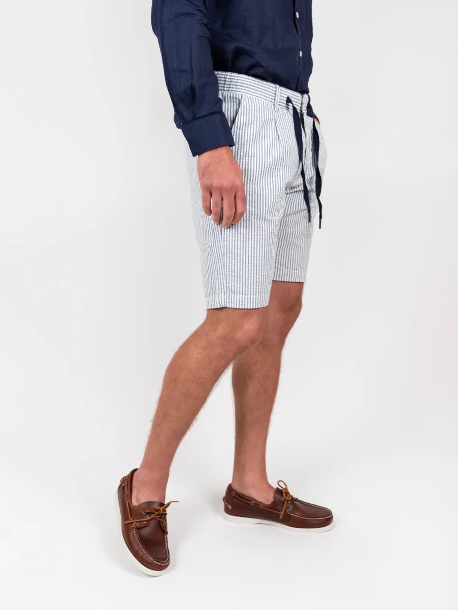 Bermuda a righe blu con coulisse - immagine 4