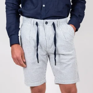 Bermuda a righe blu con coulisse