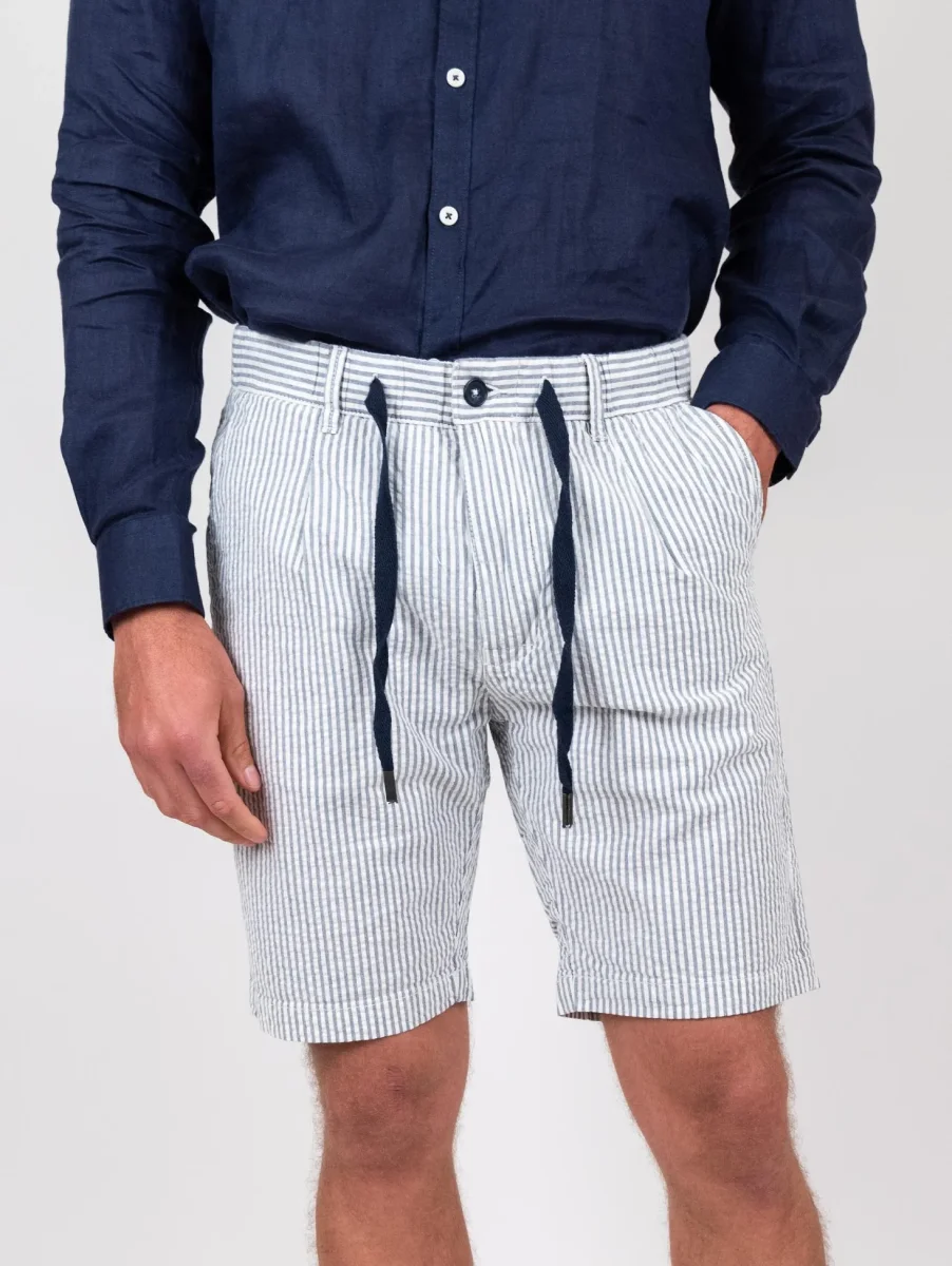Bermuda a righe blu con coulisse