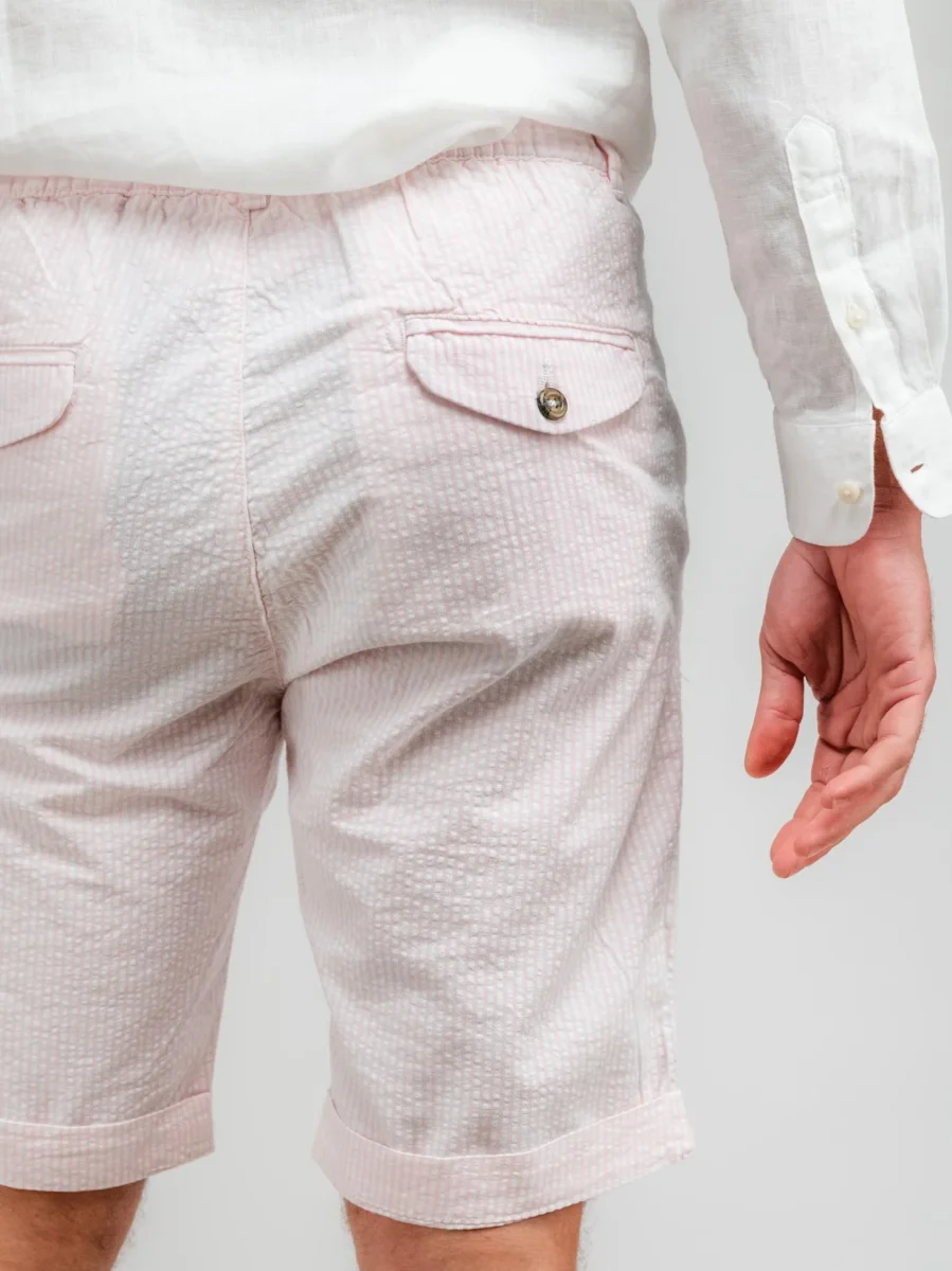 Bermuda in cotone a righe bianche e rosa - immagine 6