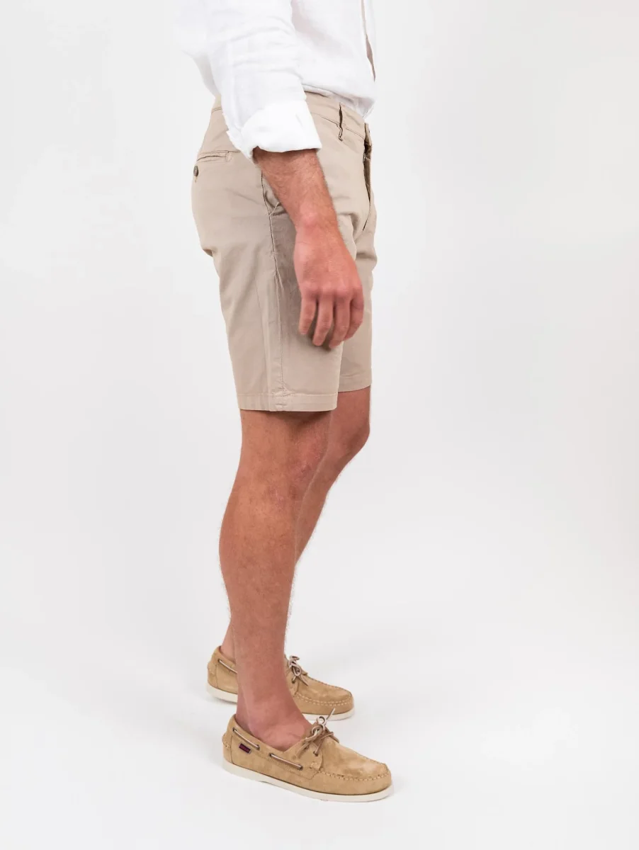 Bermuda in cotone tinta unita beige - immagine 3