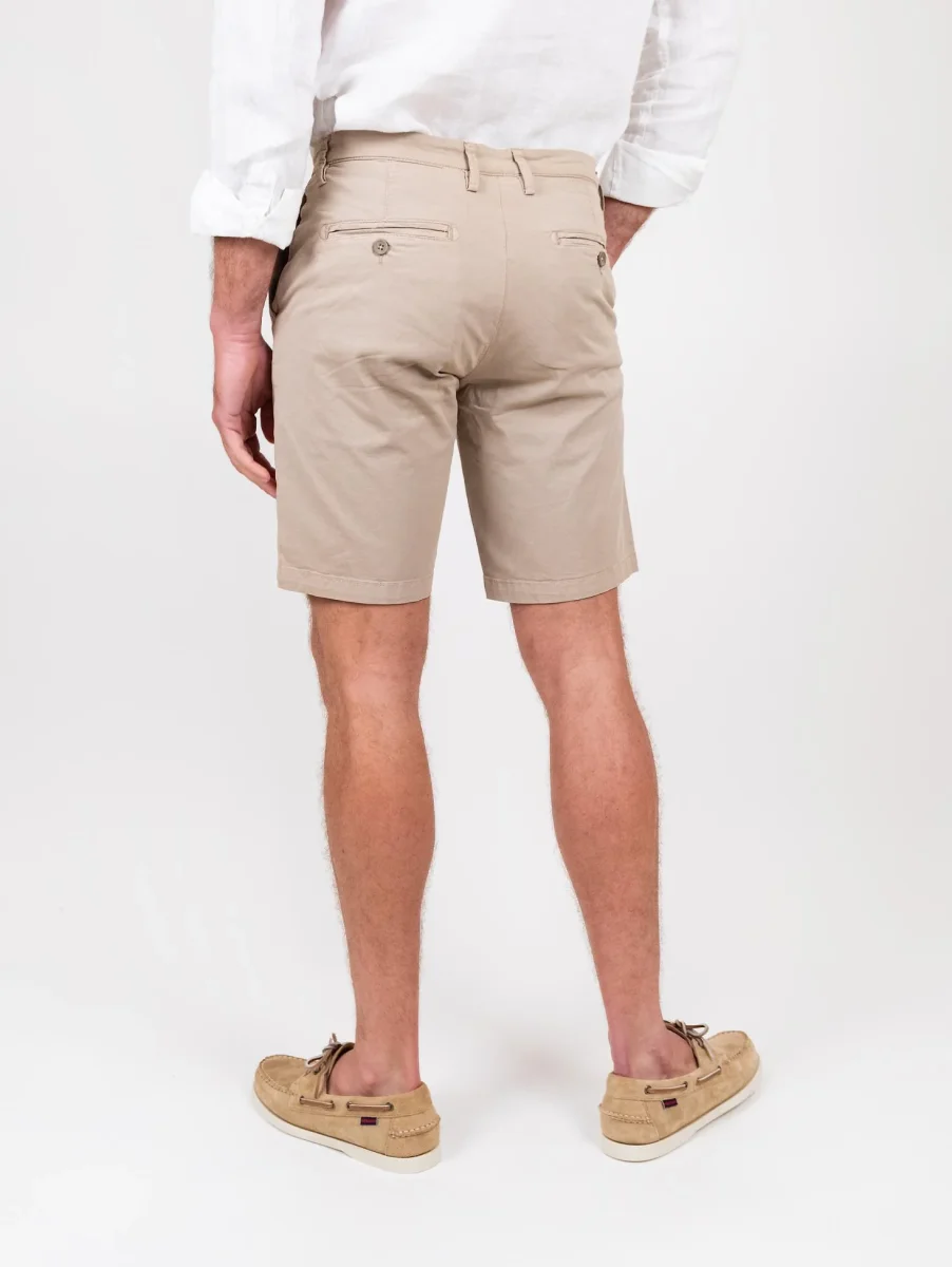 Bermuda in cotone tinta unita beige - immagine 4