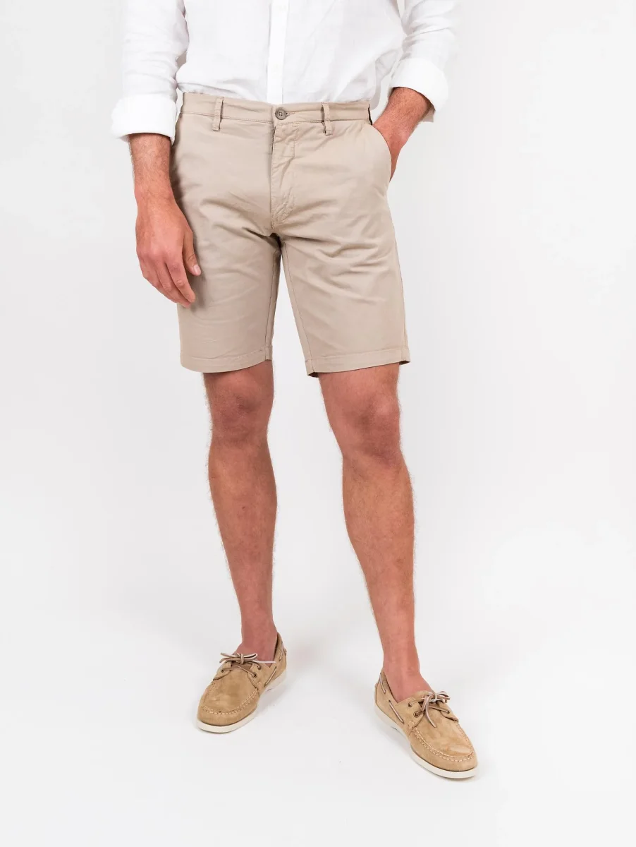 Bermuda in cotone tinta unita beige