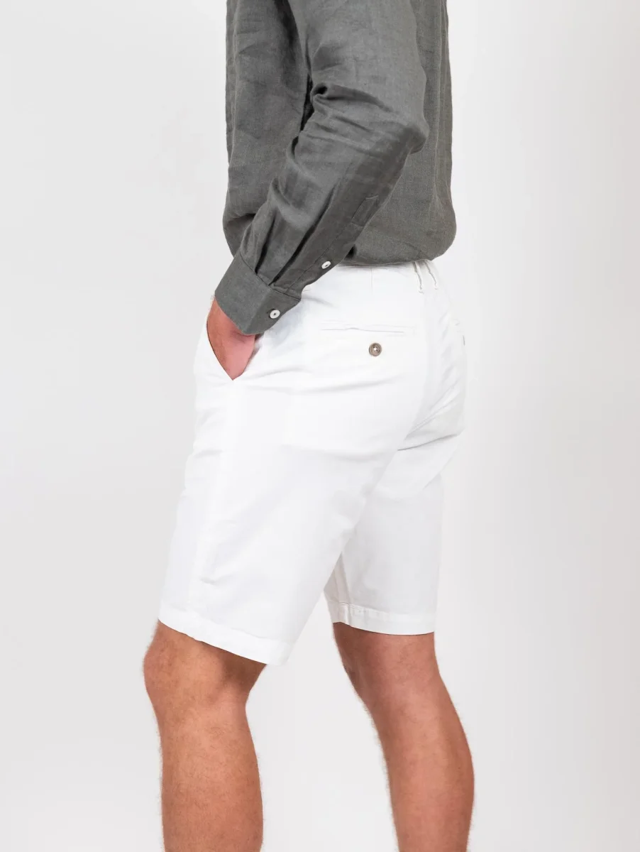 Bermuda in cotone tinta unita bianco - immagine 4