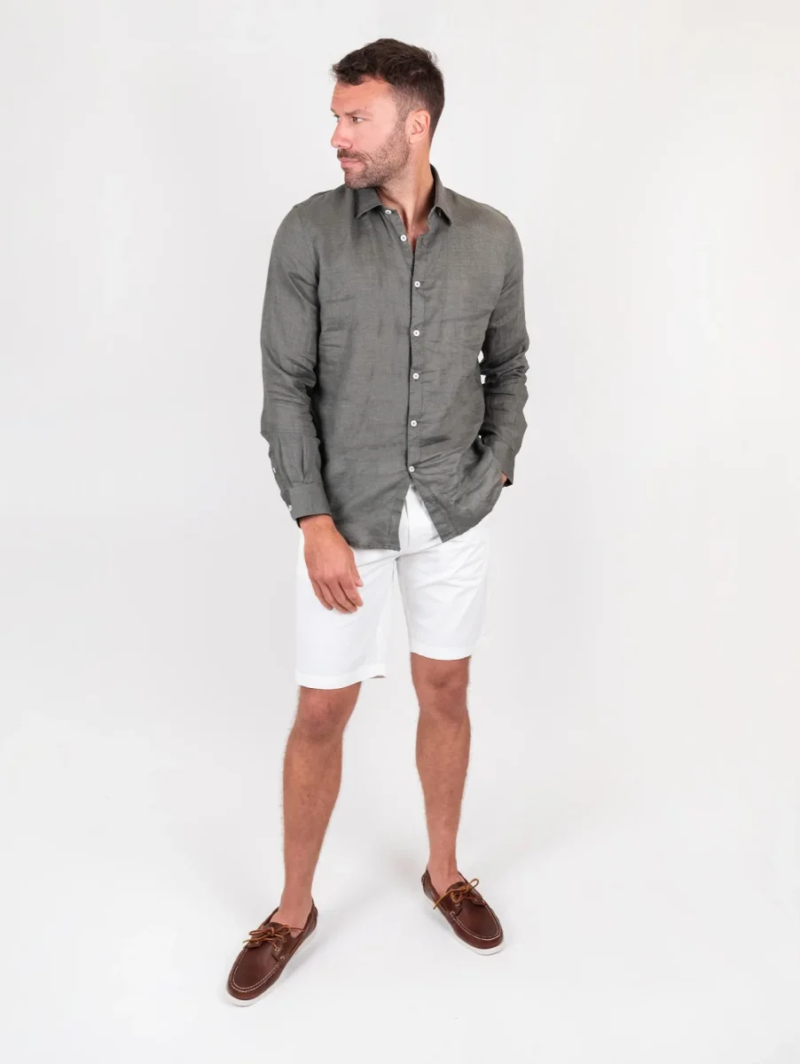 Bermuda in cotone tinta unita bianco - immagine 6