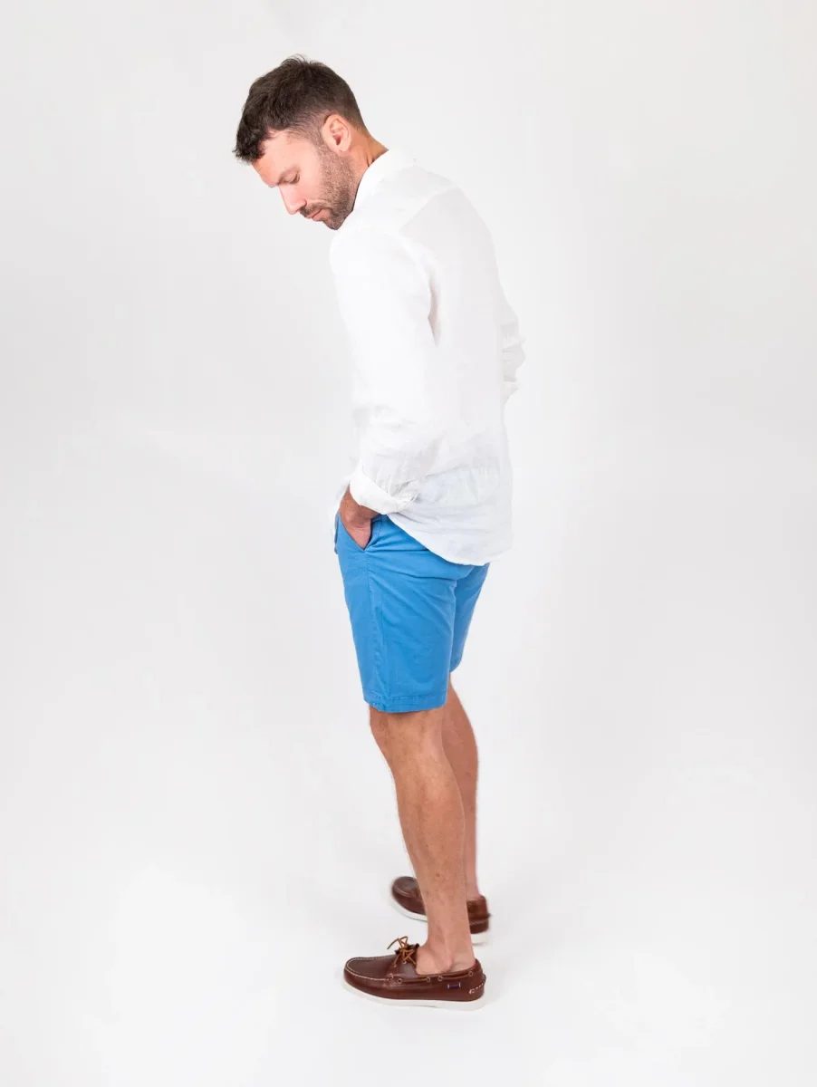 Bermuda in cotone tinta unita bluette - immagine 7