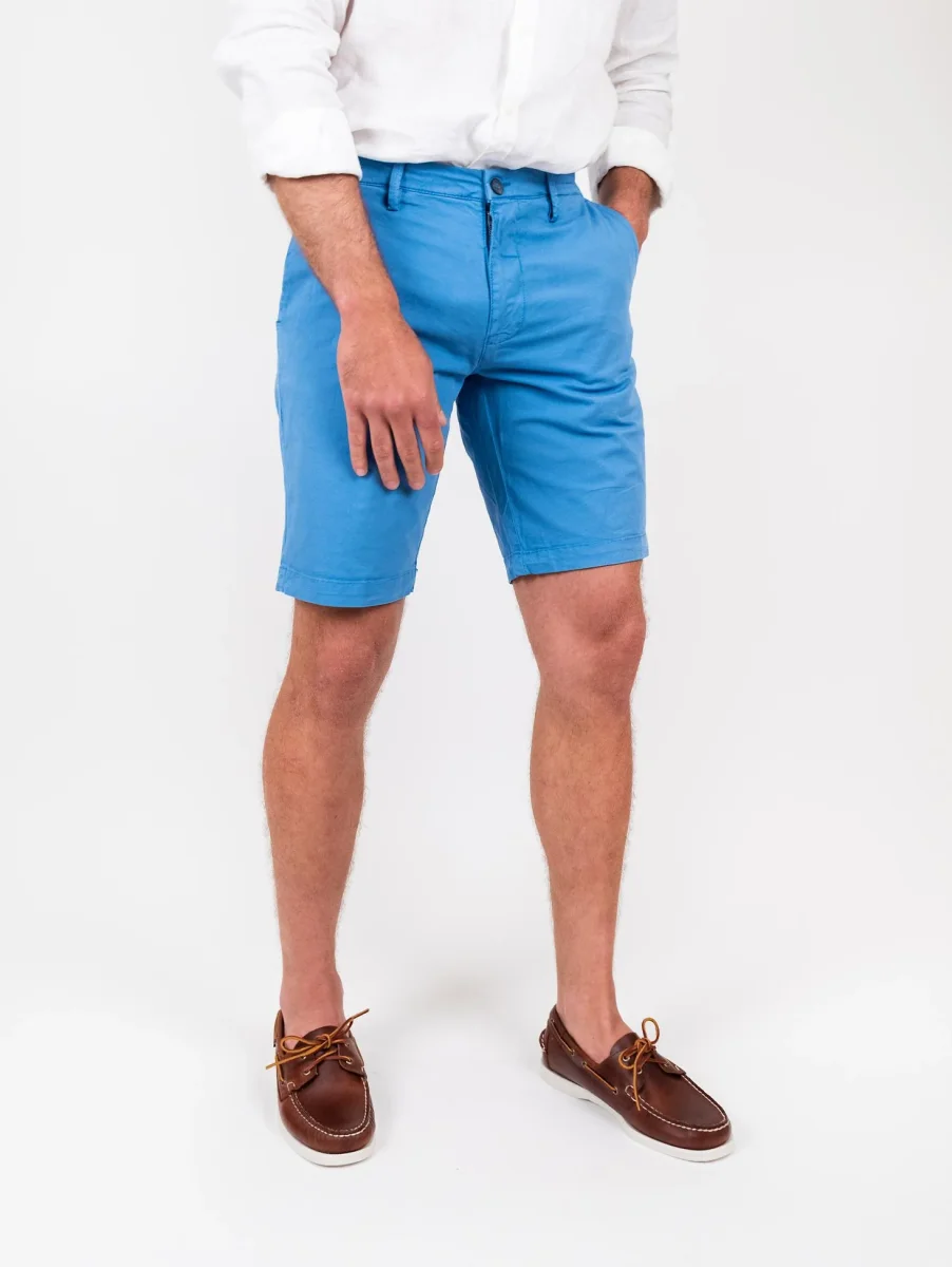Bermuda in cotone tinta unita bluette - immagine 3