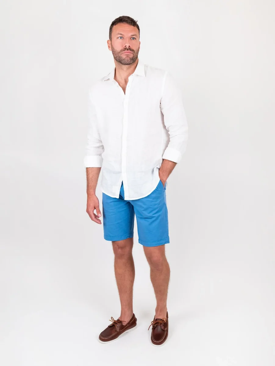 Bermuda in cotone tinta unita bluette - immagine 6