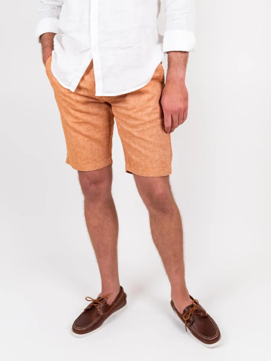 Bermuda in lino e cotone arancione - immagine 6