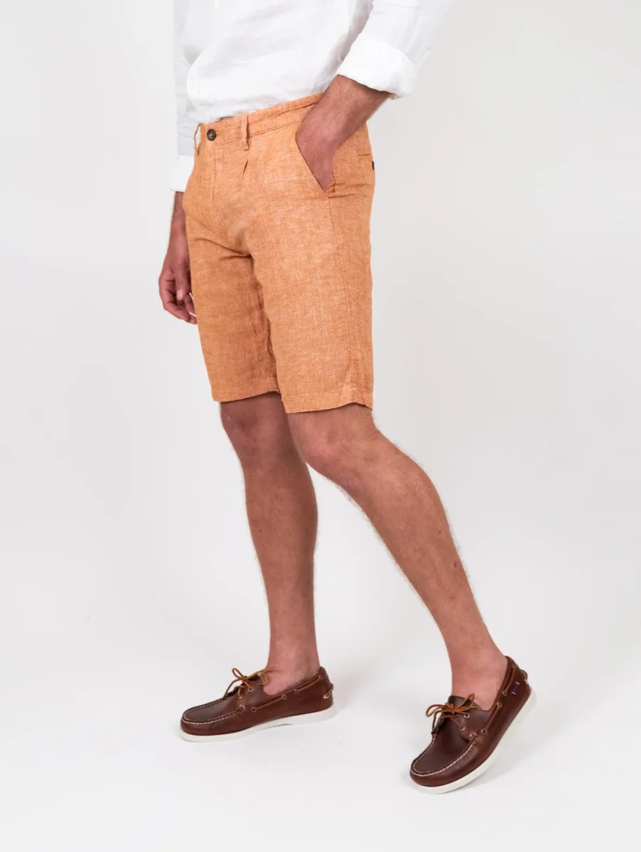 Bermuda in lino e cotone arancione - immagine 3