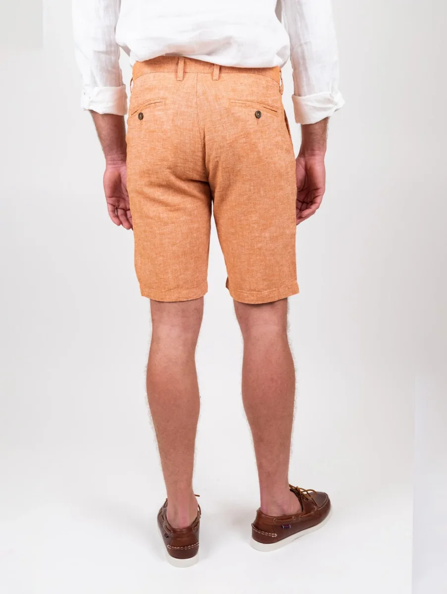 Bermuda in lino e cotone arancione - immagine 4