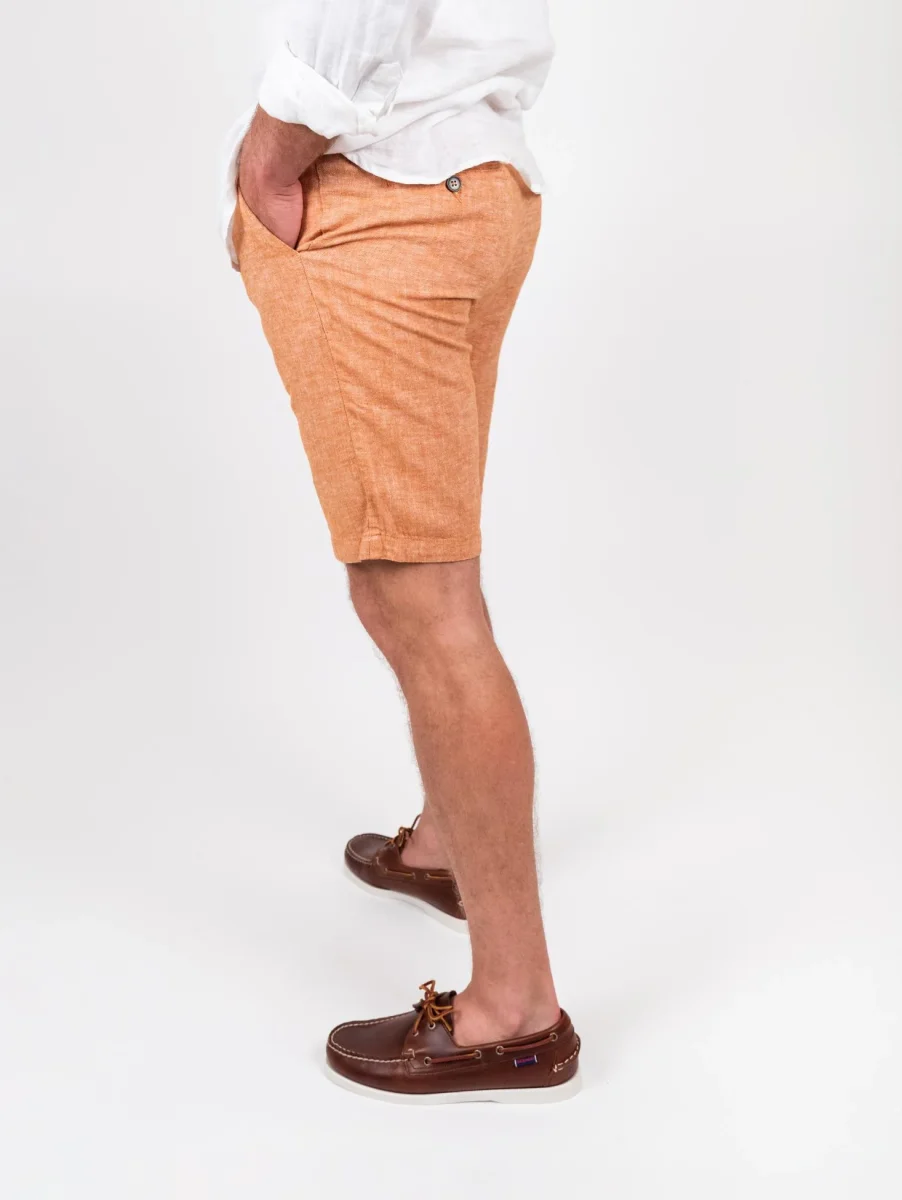 Bermuda in lino e cotone arancione - immagine 7
