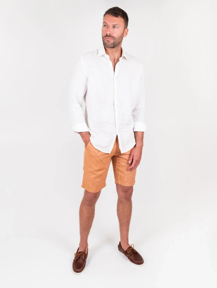 Bermuda in lino e cotone arancione - immagine 8