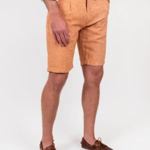 Bermuda in lino e cotone arancione