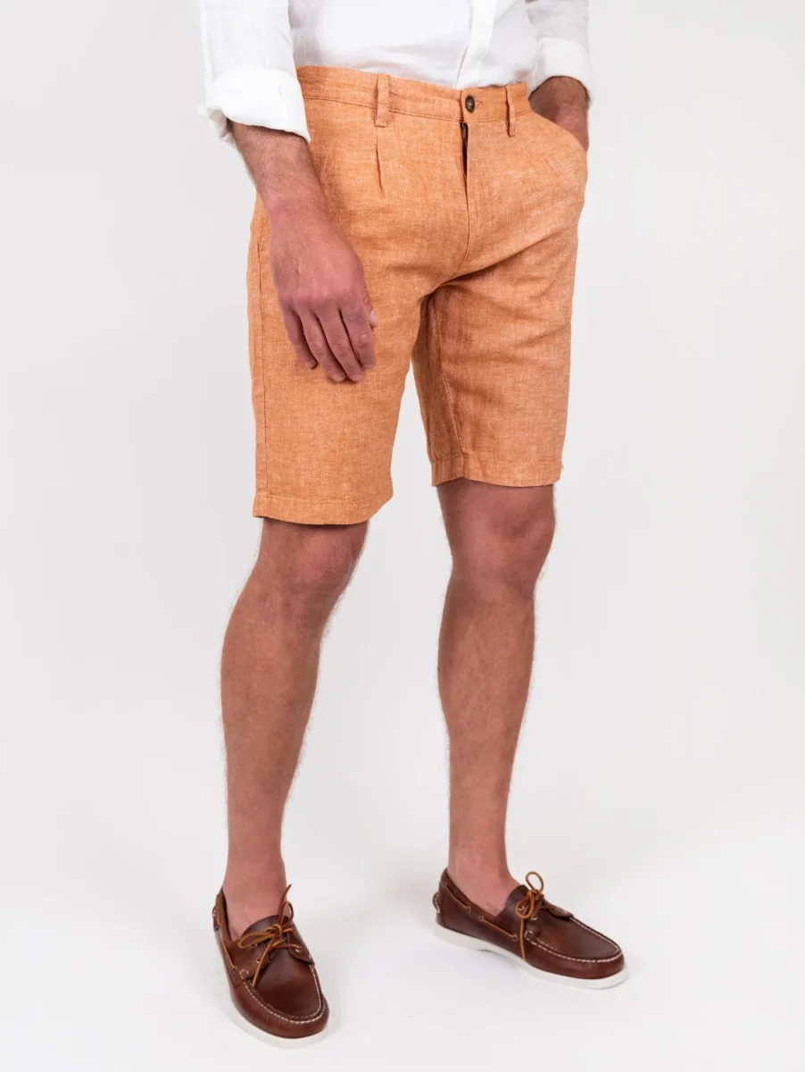 Bermuda in lino e cotone arancione