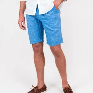 Bermuda in lino e cotone azzurro