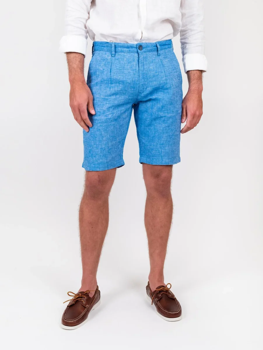 Bermuda in lino e cotone azzurro - immagine 6