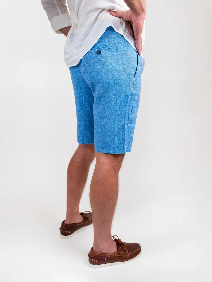 Bermuda in lino e cotone azzurro - immagine 5