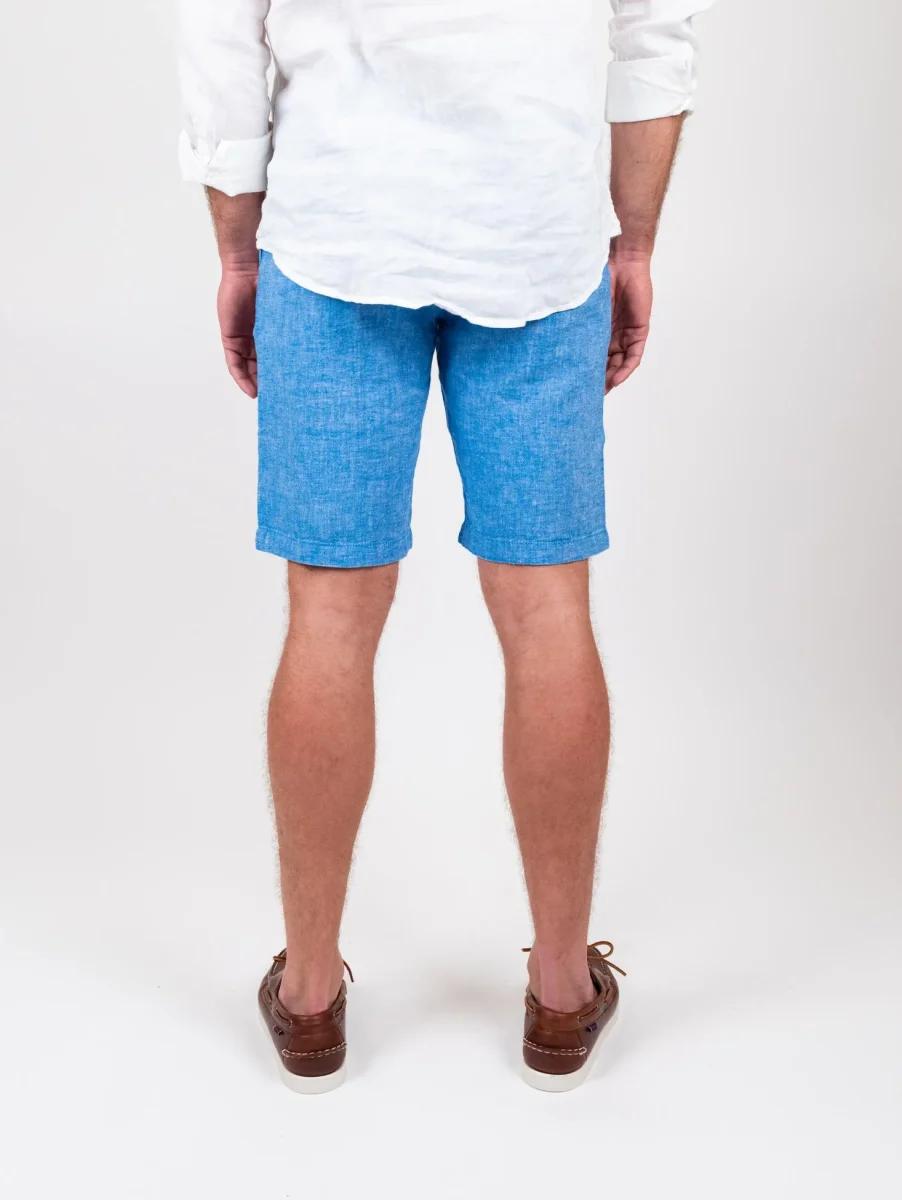 Bermuda in lino e cotone azzurro - immagine 4
