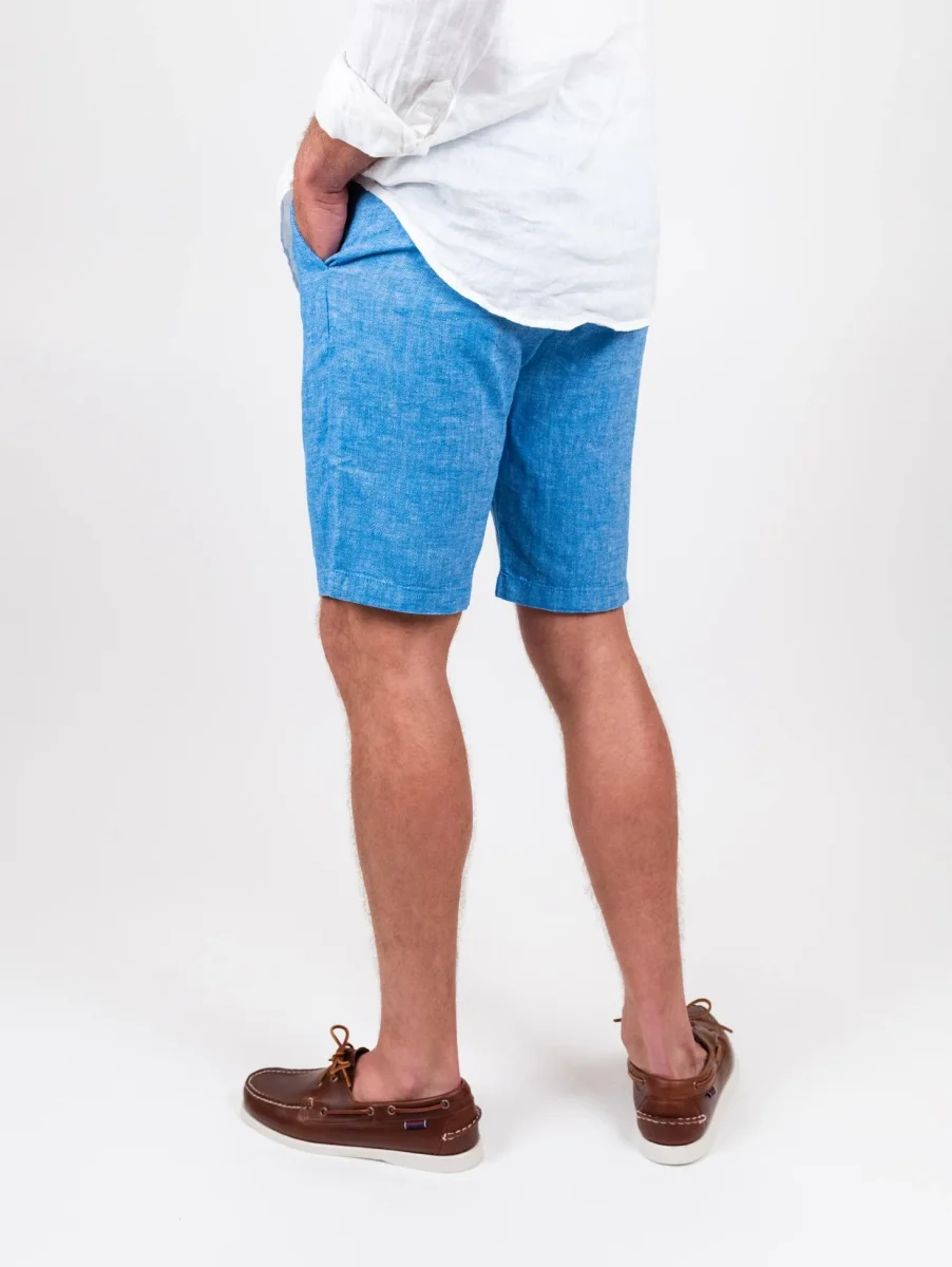 Bermuda in lino e cotone azzurro - immagine 3