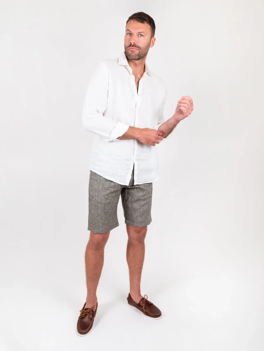 Bermuda in lino e cotone verde - immagine 7