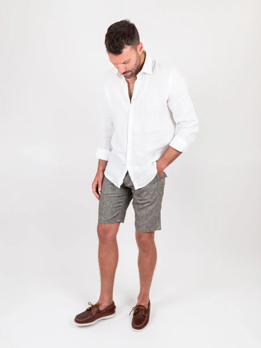 Bermuda in lino e cotone verde - immagine 6