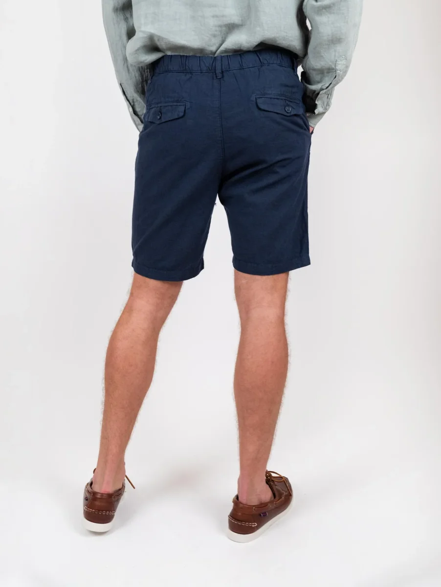 Bermuda navy in lino e cotone con coulisse - immagine 4