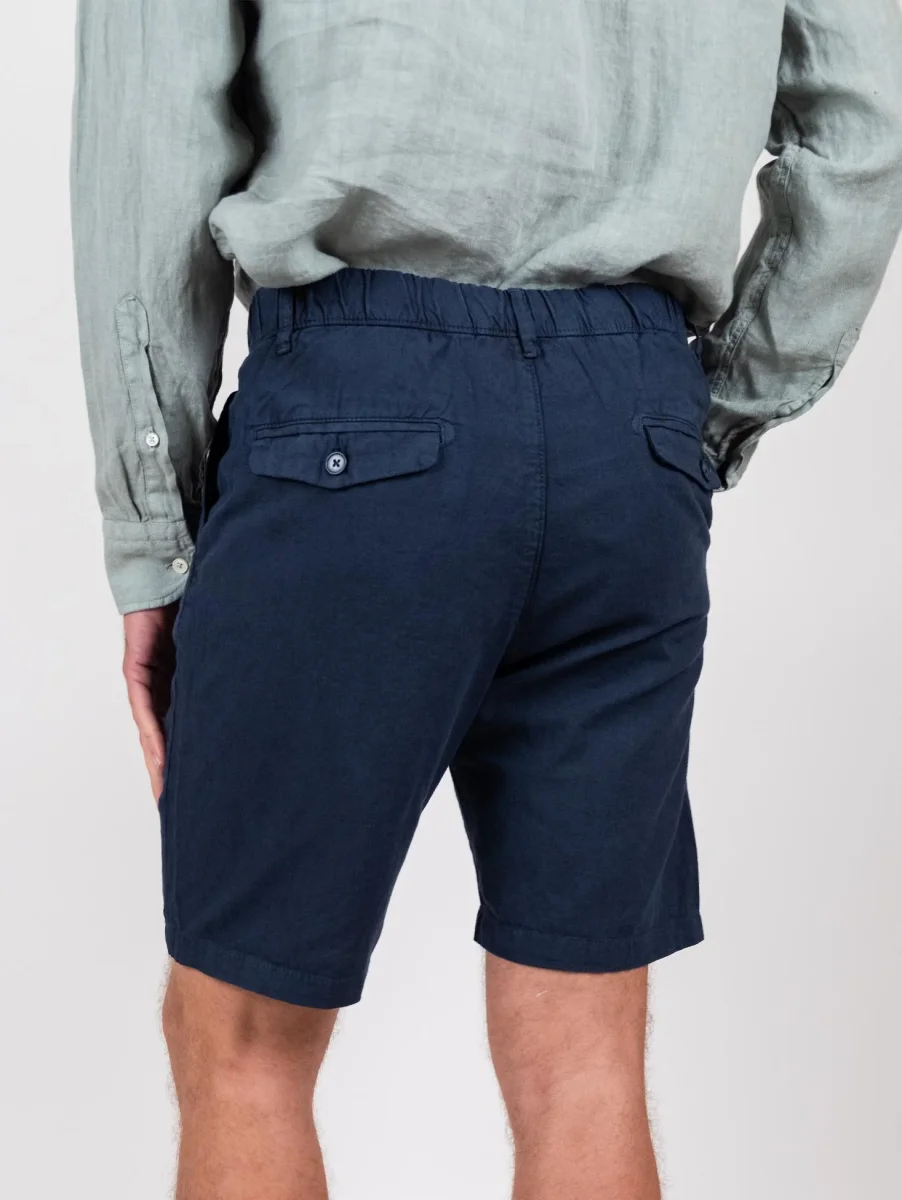 Bermuda navy in lino e cotone con coulisse - immagine 5