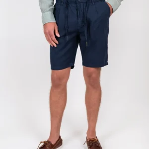 Bermuda navy in lino e cotone con coulisse