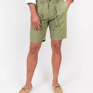 Bermuda verde in lino e cotone con coulisse