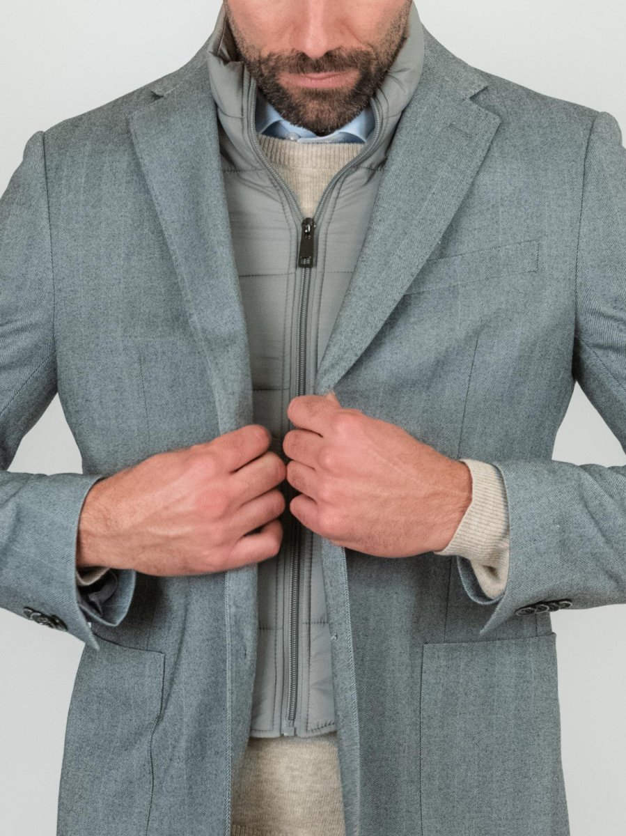 Blazer micro spiga grigio con pettorina - immagine 5