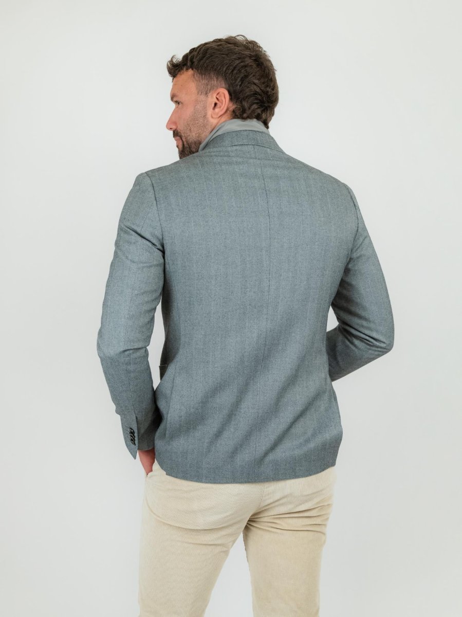 Blazer micro spiga grigio con pettorina - immagine 4
