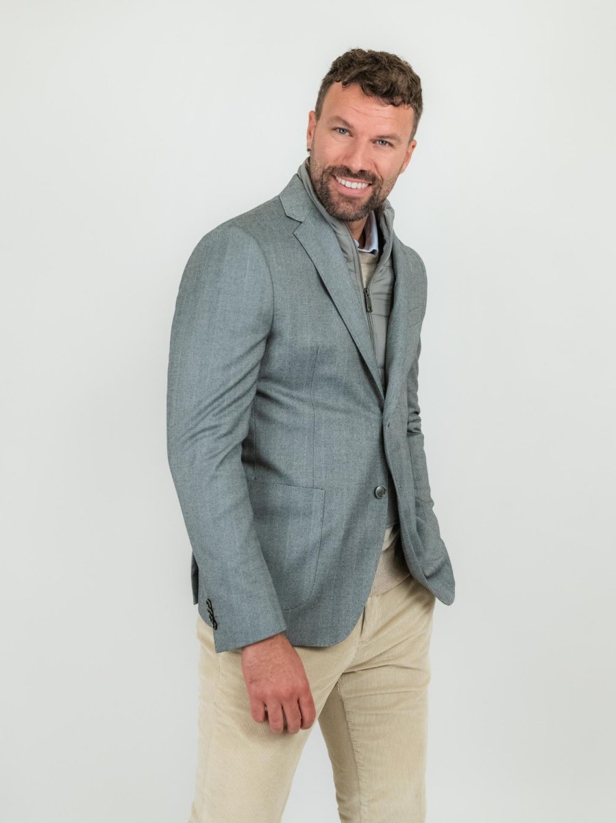 Blazer micro spiga grigio con pettorina - immagine 3