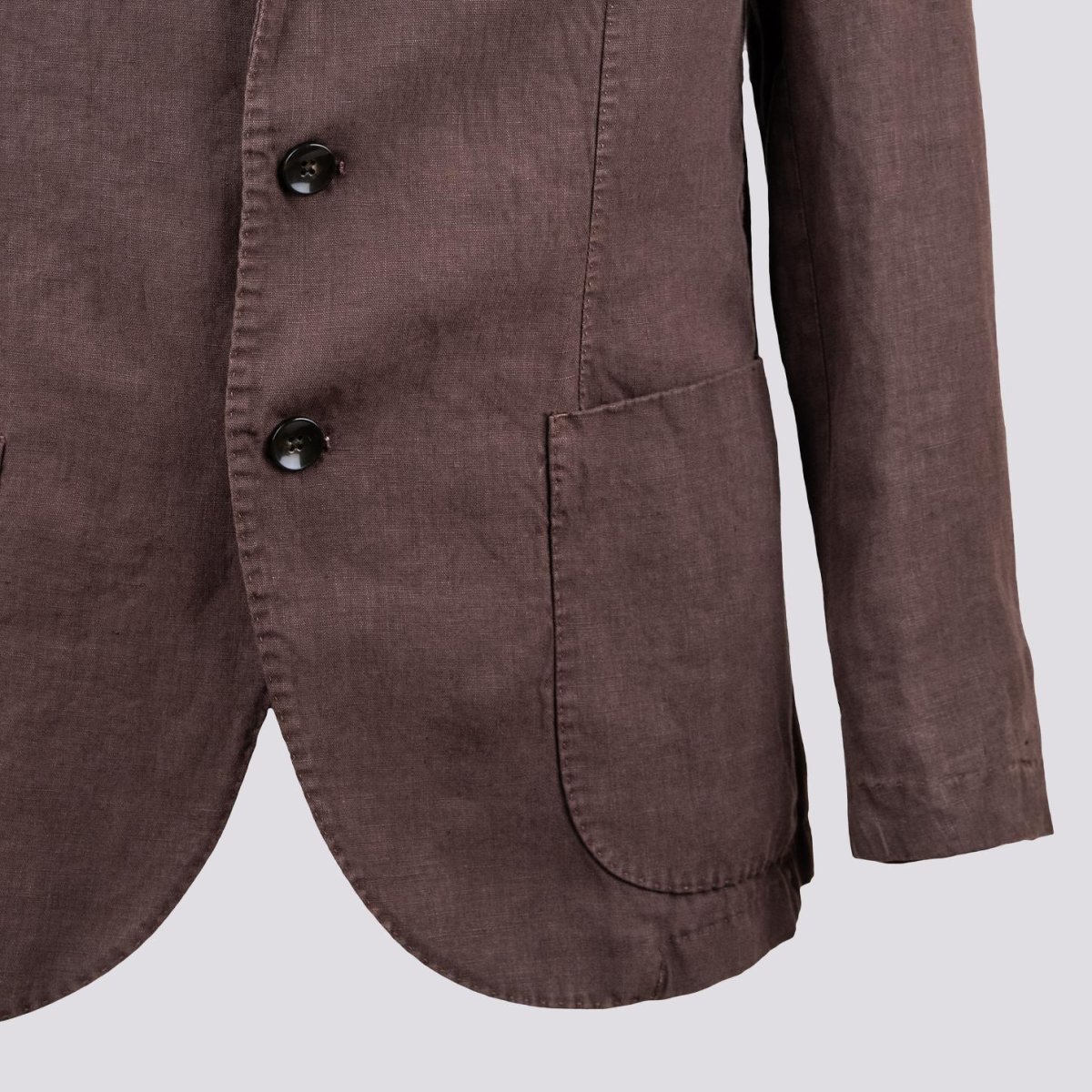 Blazer sfoderato monopetto in lino marrone - immagine 5